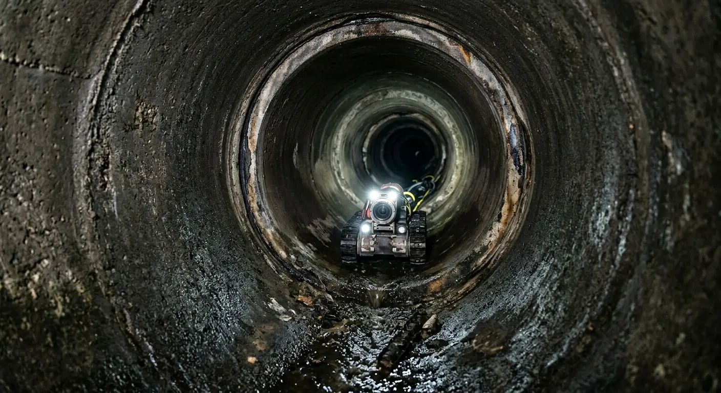 Robotic sewer camera inspecting pipe interior for Sewer Line Cleaning in Pollock Pines